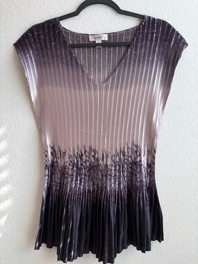 Dress Barn Pleated Ombre V-Neck Tunic - Lavender to Purple
